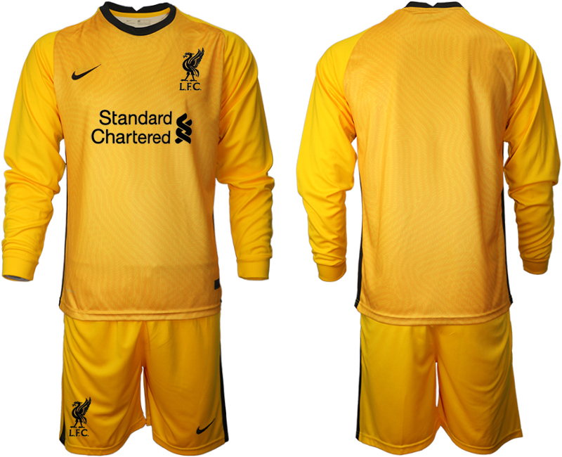 2021 Men Liverpool yellow goalkeeper long sleeve soccer jerseys